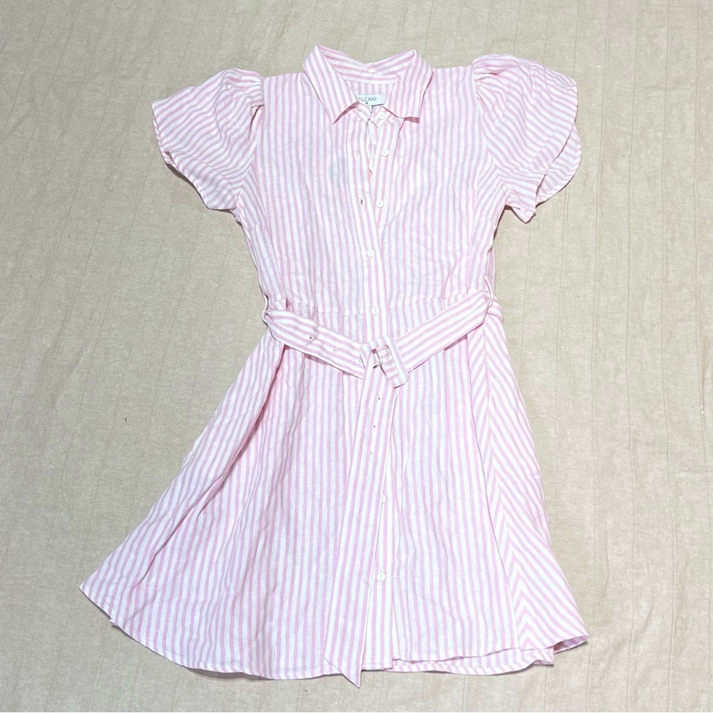 ALEXIS x Target Pink Stripes Shirt Dress Blogger Favorite Linen Blen Size XS NWT